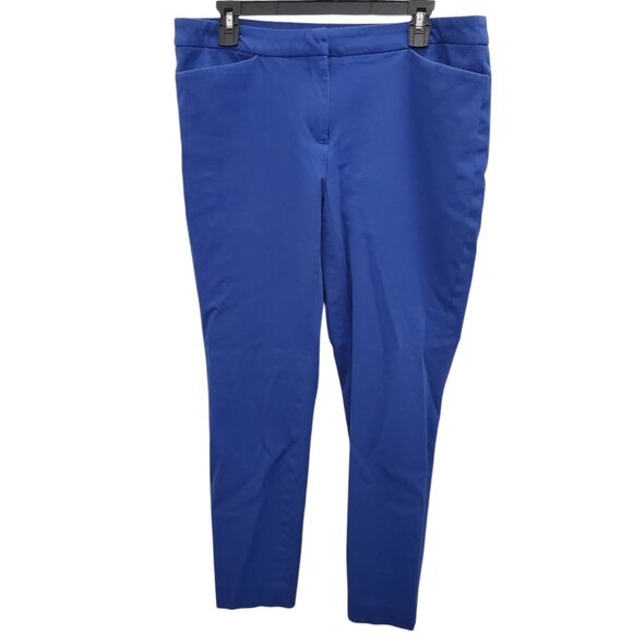 Nordstrom | Halogen Women's Blue Flat Front Stretch Cropped Ankle Dress Pants 12 - Picture 1 of 7